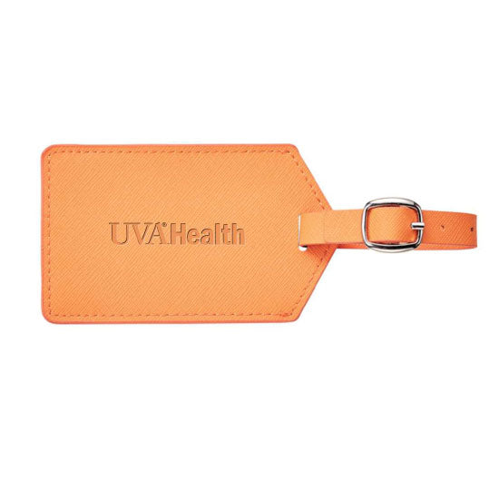 Geniune Leather Luggage Tag - Orange
